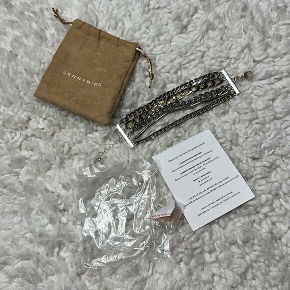 Jenny Bird Austin Cuff Metallic Gold Silver Mixed Metals Chain Stacked Bracelet - Picture 2 of 5